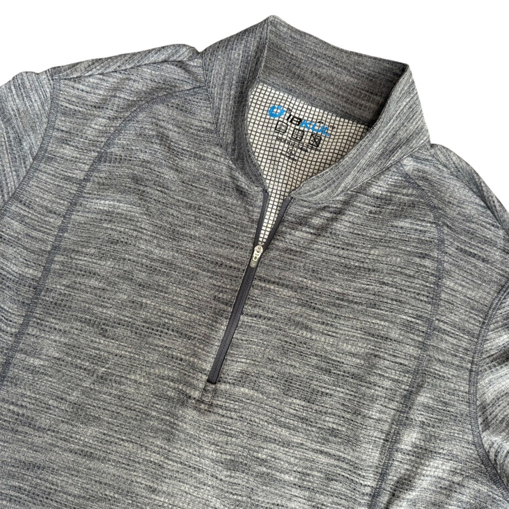 IBKUL Womens XL Grey Space Dye Quarter Zip Pullover UPF 50+ Active Top Outdoor